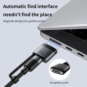 Type-c mâle vers USB C câble 240W PD câble de charge rapide 140W Type C câble de charge magnétique en nylon à 3 têtes pour ordinateurs portables <span class=keywords><strong>Macbook</strong></span> - Product Image 5