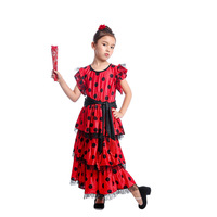 Costume Ethnique Traditionnel Espagnol Filles Costume Halloween Danseuses de Flamenco Costumes Exotiques Performance Robe pour Filles