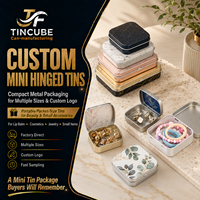 Boîtes en métal miniatures haut de gamme à charnière, portables, avec couvercle rabattable, pour baume à lèvres, cosmétiques, bijoux, petits accessoires, designs personnalisés