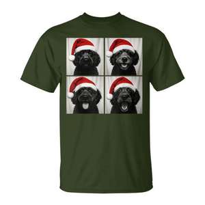Camiseta navideña con foto de Santa Claus y perro caniche portugués - Product Image 1