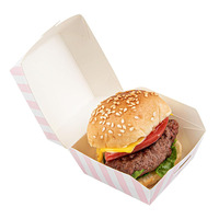 8211 papier de qualité supérieure à emporter boîtes à hamburger à rayures roses et blanches contenants alimentaires pour restaurant en gros mini boîtes à hamburger