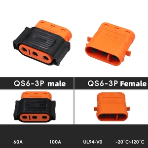 QS6-3P Connector with Sliding Lock Latch, IP67 Waterproof 3-Pin 60A-100A High Current <b>Spark</b> Proof Motor <b>Plug</b> - Product Image 2