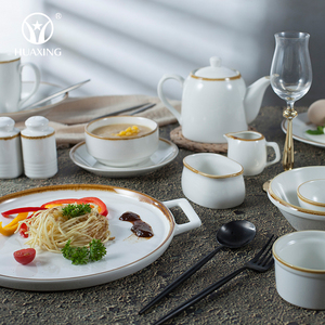 Vajilla de Cerámica de Alta Calidad con Borde Amarillo Tierra Pintado a Mano, Nuevo Diseño para Restaurante - Product Image 6