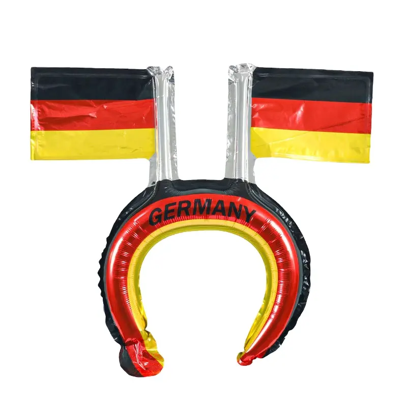 Design popolare calcio Mini bandiera fascia gonfiabile in alluminio palloncino bandiera germania fascia per capelli
