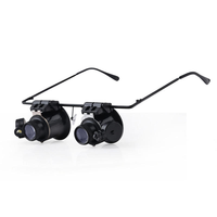 2 LED Dual Lens 20x Head-Mounted Jewelry Antiques Characters Inspection Magnifying Glass with Led Light
