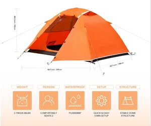 Tente de camping imperméable <span class=keywords><strong>l</strong></span>égère OEM pour la <span class=keywords><strong>randonnée</strong></span> et les voyages, abri extérieur facile à monter - Product Image 3