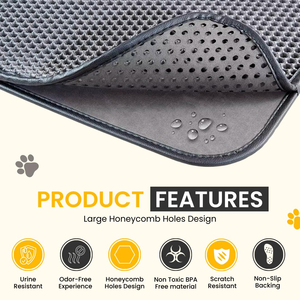 <span class=keywords><strong>Tapis</strong></span> de <span class=keywords><strong>litière</strong></span> pour <span class=keywords><strong>chat</strong></span> double couche, en nid d'abeille, imperméable, anti-urine, en EVA souple, lavable, facile à nettoyer, pour <span class=keywords><strong>litière</strong></span> pour animaux de compagnie - Product Image 2
