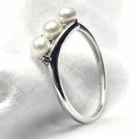 Vente chaude Argent 925 Sterling Mère Perle D'eau Douce Bijoux Plaqué Femmes Perle Trois Anneaux De Pierre