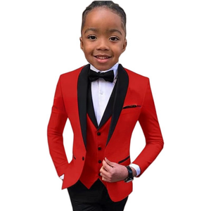 Costume personnalisé, blazer, gilet et pantalon, 3 pièces, ensembles de vêtements pour gentleman, vêtements formels d'anniversaire pour enfants de 3 à 16 ans, costumes de mariage pour garçons
