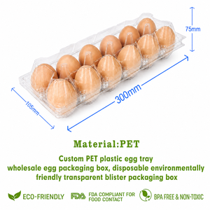 Paquete de 12 Bandejas Transparentes para Huevos de Plástico PET con Tapa, Desechables y Reciclables, Envase Tipo Blíster para Huevos de Gallina para Supermercado - Product Image 2