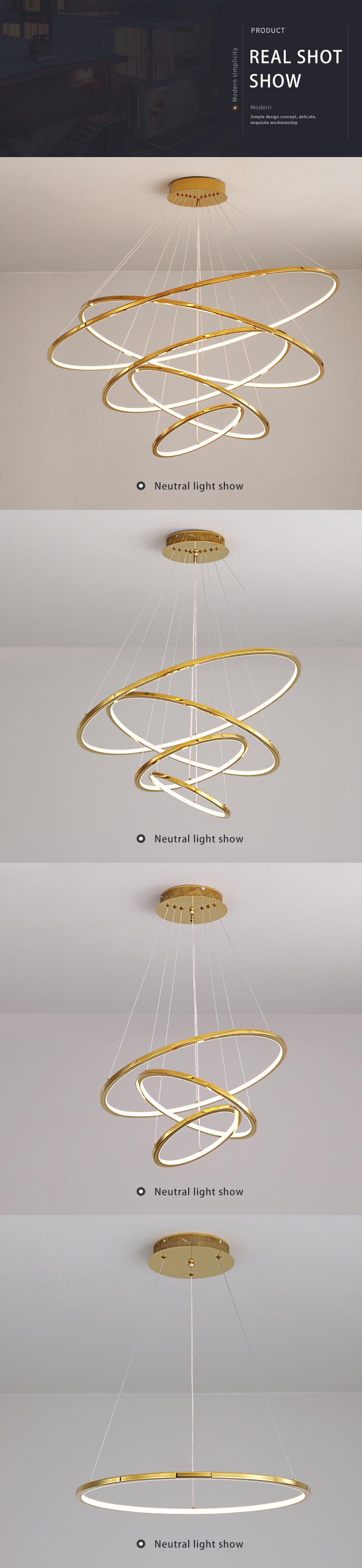 Modern Acrylic Led Circle Ring Ceiling Lamp Bedroom Surface Luxury Atmosphere Mounted drop round gold Ceiling Lights