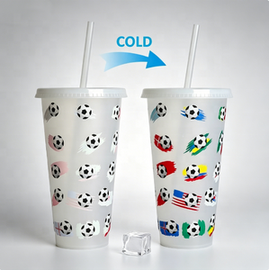 Vaso de Plástico Frío de Gran Capacidad 710ml, Creativo, Personalizable con Diseño de Estrella y Papá, con Pajita y Cambio de Color - Product Image 1