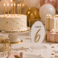 Numéros de table de mariage en forme d'arche givrée avec supports panneaux en acrylique et supports, parfaits pour la décoration