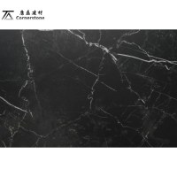 Azulejos clásicos de piedra sinterizada negra brillante para encimera de cocina, tocador de baño, escalera de comedor, gran superficie pulida