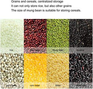 Dispensador de arroz de plástico de 6 rejillas y caja de almacenamiento de alimentos Dispensador de granos secos con almacenamiento de frutas secas Organizador de tambores de alimentos - Product Image 4