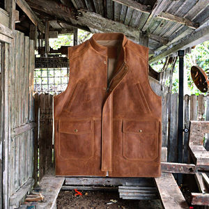 Chaqueta de Caza Vintage para Hombre, de Lona y Cuero Genuino, Impermeable, Resistente, Lista para la Aventura - Product Image 1