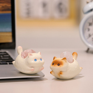 Ornement en cristal Cat Yoyo, figurine de dessin animé en résine, décoration de bureau à domicile, cadeau - Product Image 4