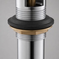 Vanne de vidange de lavabo escamotable en laiton massif chromé de qualité supérieure, 1 1/4 po, avec longue tige d'extension en acier inoxydable
