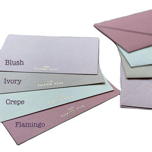 Pack de cartes de remerciement personnalisées, élégant, gris, rose, feuille d'or en relief, carte de remerciement avec <span class=keywords><strong>presse</strong></span>, enveloppe et autocollant - Product Image 1