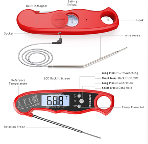 <span class=keywords><strong>Thermomètre</strong></span> numérique à double <span class=keywords><strong>sonde</strong></span> en acier inoxydable, affichage instantané, haute précision, fonction d'<span class=keywords><strong>alarme</strong></span>, <span class=keywords><strong>thermomètre</strong></span> pour <span class=keywords><strong>four</strong></span> - Product Image 3