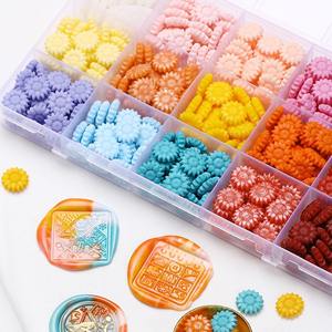 Granulés de cire compartimentés en forme de fleur pour décoration et scellage, 10, 15, 24 couleurs, boîte, fournitures d'artisanat - Product Image 2