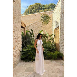 Albertina Long <b>A</b>-<b>Line</b> <b>Dress</b> Crocheted Polyester with Sequined Decoration XL Size Knee-Length Ruched Waistline Print <b>Pattern</b> - Product Image 4