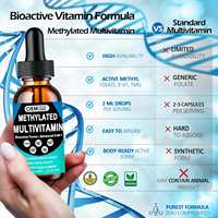 Gouttes liquides multivitaminées méthylées OEM 8 en 1, Complexe B méthylé, B12, Folate, TMG pour l'énergie et le cerveau (MTHFR)