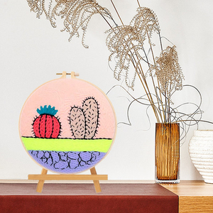<span class=keywords><strong>Cactus</strong></span> Bloemen Punch Needle Borduur Starter Kit DIY <span class=keywords><strong>Set</strong></span> voor Beginners Volwassenen Eenvoudige Kit met Garen Borduurring Kunstnijverheid - Product Image 6