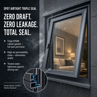 Ventana de Toldo Abatible Superior de Aluminio CE NOA Acústica Doble Acristalamiento Multilock OEM Personalizada Exterior Triple Sellado Residencial