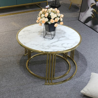 Table basse gigogne moderne personnalisée à prix compétitif, plateau en pierre, structure métallique, durable, facile à nettoyer, mobilier de salon