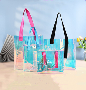 Custom logo wholesale waterproof beach clear PVC tote shopping bags transparent pvc bags handbags for women