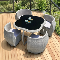Table et chaises en rotin d'extérieur, imperméables, protection solaire, pour cour, jardin, hôtel, B&B, balcon, ensemble table et chaises design