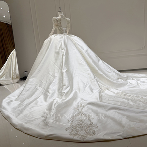 Vestido de Novia Elegante Xx109 Color Marfil con Escote Pronunciado, Adornado con Cristales, de Satén, con Apliques de Encaje y Cola, para Bodas Formales Jancember - Product Image 6