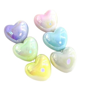 Cuentas acrílicas en forma de corazón de 21 mm que brillan en la oscuridad, chapadas, para cadena de teléfono, accesorios para llaveros - Product Image 2