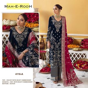 Costume Salwar Kameez en velours de créateur avec broderie lourde Séquence Travail Mariage Salwar Kameez à prix abordable - Product Image 2