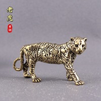 1 pièce Figurine de bureau en laiton rétro, motif tigre, animal de thé de la vitalité, décoration d'intérieur, vente en gros