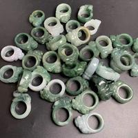 Pixiu Jade Anneaux Pierre Naturelle Mode Anneaux Sculptés Type a Haute Qualité Guérison Authentique Jade Anneaux pour Hommes