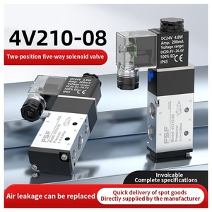 Van điện từ khí nén 1/4 inch 5 cách 2 vị trí khí nén điều khiển không khí Van điện từ 4v110 4v210-08 DC12V/24V/ - Product Image 2