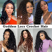 Extensions de cheveux au crochet Goddess Locs, Faux Locs avec pointes bouclées, Cheveux bouclés au crochet pré-bouclés, Extensions de tresses françaises bouclées
