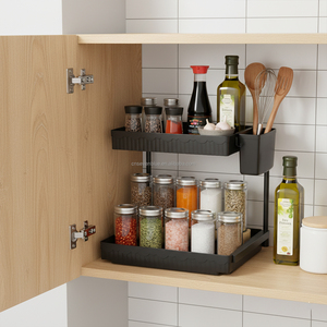 Organizzatore Estraibile <span class=keywords><strong>Salvaspazio</strong></span> a 2 Ripiani per Cucina e <span class=keywords><strong>Bagno</strong></span>, Soluzione di Stoccaggio a Forma di L Nera - Product Image 5