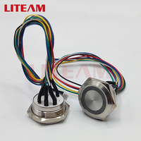 LTUS22F-10E/J/S 22mm momentané 1NO étanche RGB LED bouton-poussoir en métal illuminé corps court interrupteur à bouton-poussoir en acier inoxydable