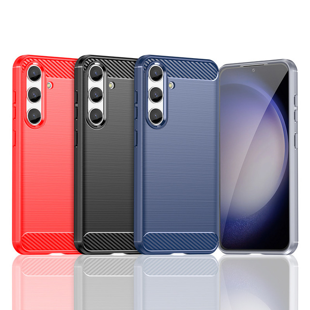 Business Style Carbon Fiber Silicone TPU Phone Case for Samsung S23 S24 Ultra Plus