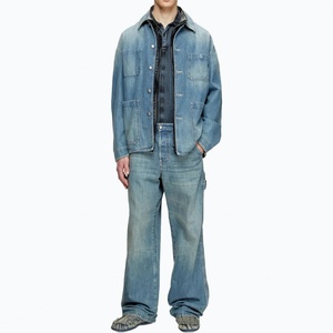 เสื้อแจ็คเก็ตยีนส์ผู้ชายปักโลโก้ตามสั่ง เสื้อคลุมฤดูใบไม้ร่วงและฤดูหนาว กระดุมผ่าหน้า กระเป๋าปะติด แจ็คเก็ตยีนส์สไตล์นักขี่มอเตอร์ไซค์ - Product Image 3