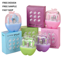 Kit de manucure professionnel en gros avec étui, ciseaux à ongles Apple, outils de voyage, coupe-ongles 8 pièces en acier inoxydable