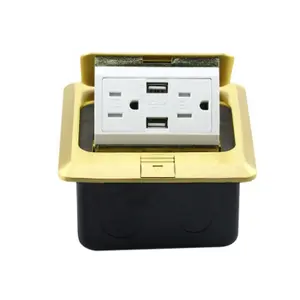 America US Flip Atas Tersembunyi Perak Aluminium Multi Pengisian Outlet Power USB Ekstensi Socket Lantai