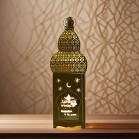 1PC Bougeoir LED doré en fer ajouré portable, lampe décorative pour la maison, les mariages, les centres de table et les lanternes du Ramadan