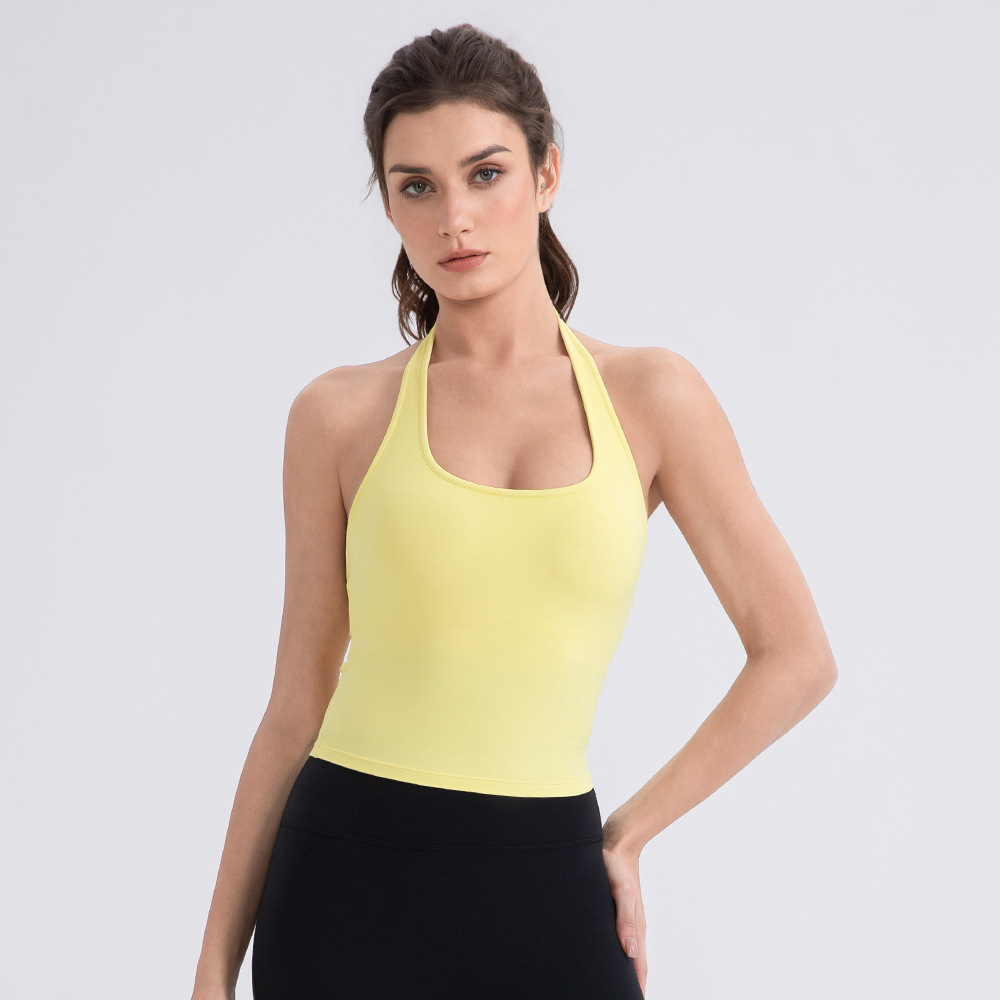 High Quality Yoga Fitness Clothes Activity Wear Comfortable Sleeveless Backless Sports Bra Halter Neck Gym Top