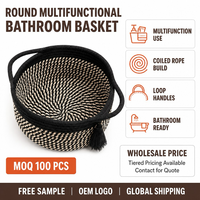 Cesta de Armazenamento Redonda Decorativa de Algodão para Banheiro, Ideal para Cosméticos e Organização em Casa