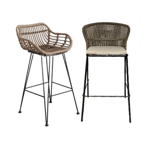 Taburetes modernos de ratán para Bar, cojín de Metal para patas, cuerda antigua para Patio, <span class=keywords><strong>cocina</strong></span>, jardín, <span class=keywords><strong>Mimbre</strong></span> tejido, Taburetes de Bar al aire libre - Product Image 1