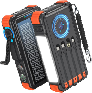 Batterie Externe Solaire 20 000 mAh avec Générateur à Manivelle, Chargeur Portable Sans Fil et Lampe Torche pour Camping en Extérieur et Urgences - Produits Phares - Product Image 1